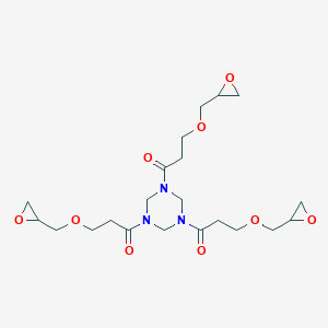 molecular formula C21H33N3O9 B078626 Hexahydro-1,3,5-tris[3-(oxiranylmethoxy)-1-oxopropyl]-1,3,5-triazine CAS No. 13318-19-9