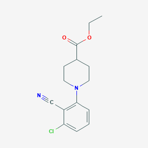 molecular formula C15H17ClN2O2 B7862783 Ethyl 1-(3-chloro-2-cyanophenyl)piperidine-4-carboxylate 