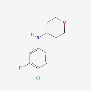 molecular formula C11H13ClFNO B7863479 N-(4-chloro-3-fluorophenyl)oxan-4-amine 