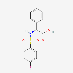 molecular formula C14H12FNO4S B7864139 Benzeneacetic acid, alpha-[[(4-fluorophenyl)sulfonyl]amino]-, (R)- CAS No. 117309-48-5