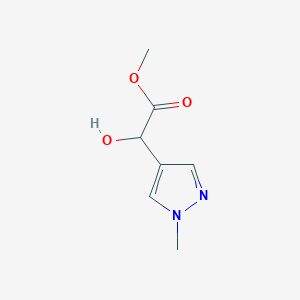 molecular formula C7H10N2O3 B7865940 Methyl 2-hydroxy-2-(1-methyl-1H-pyrazol-4-yl)acetate 