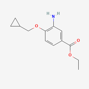 molecular formula C13H17NO3 B7866075 Ethyl 3-amino-4-(cyclopropylmethoxy)benzoate 