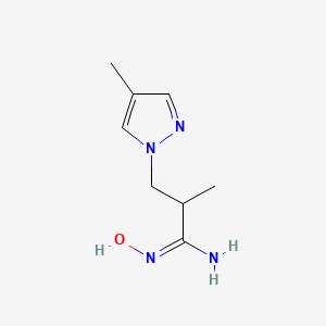 molecular formula C8H14N4O B7867083 N'-hydroxy-2-methyl-3-(4-methylpyrazol-1-yl)propanimidamide 