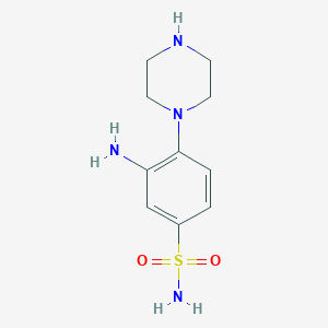molecular formula C10H16N4O2S B7867451 3-Amino-4-(piperazin-1-yl)benzenesulfonamide 