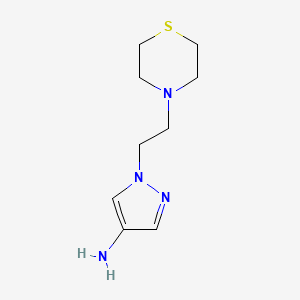 molecular formula C9H16N4S B7867468 1-[2-(thiomorpholin-4-yl)ethyl]-1H-pyrazol-4-amine 