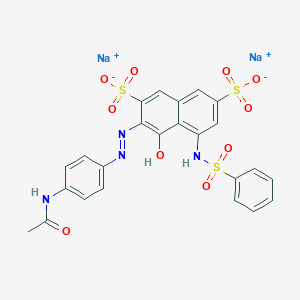 molecular formula C24H18N4Na2O10S3 B078675 2,7-Naphthalenedisulfonic acid, 3-((4-(acetylamino)phenyl)azo)-4-hydroxy-5-((phenylsulfonyl)amino)-, disodium salt CAS No. 13390-46-0
