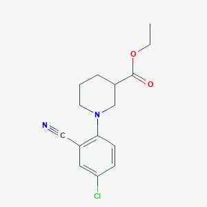 molecular formula C15H17ClN2O2 B7870239 Ethyl 1-(4-chloro-2-cyanophenyl)piperidine-3-carboxylate 