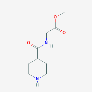 molecular formula C9H16N2O3 B7870245 Methyl 2-[(piperidin-4-yl)formamido]acetate 