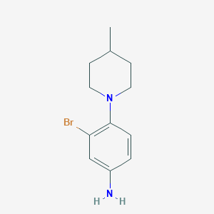 molecular formula C12H17BrN2 B7873207 3-Bromo-4-(4-methylpiperidin-1-yl)aniline 