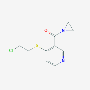 molecular formula C10H11ClN2OS B078740 Pyridine, 3-(1-aziridinylcarbonyl)-4-(2-chloroethylthio)- CAS No. 13096-21-4