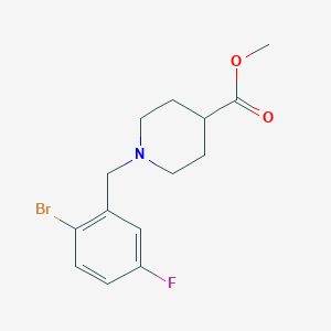 molecular formula C14H17BrFNO2 B7874634 Methyl 1-(2-bromo-5-fluorobenzyl)piperidine-4-carboxylate 