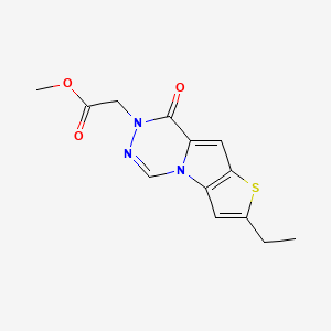 molecular formula C13H13N3O3S B7874901 methyl 2-(4-ethyl-9-oxo-5-thia-1,10,11-triazatricyclo[6.4.0.02,6]dodeca-2(6),3,7,11-tetraen-10-yl)acetate 