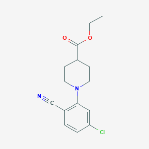 molecular formula C15H17ClN2O2 B7875232 Ethyl 1-(5-chloro-2-cyanophenyl)piperidine-4-carboxylate 