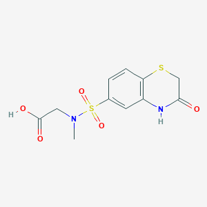 molecular formula C11H12N2O5S2 B7875490 N-methyl-N-[(3-oxo-3,4-dihydro-2H-1,4-benzothiazin-6-yl)sulfonyl]glycine 