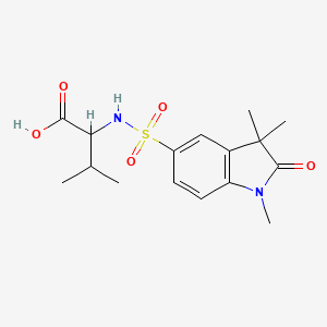 molecular formula C16H22N2O5S B7875506 N-[(1,3,3-trimethyl-2-oxo-2,3-dihydro-1H-indol-5-yl)sulfonyl]valine 