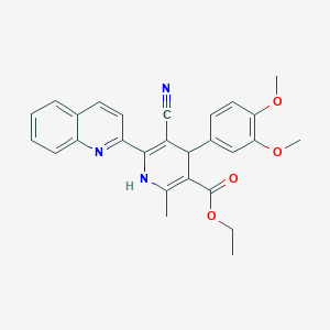 molecular formula C27H25N3O4 B078757 Ethyl 5-cyano-4-(3,4-dimethoxyphenyl)-2-methyl-6-(2-quinolyl)-1,4-dihydro-3-pyridinecarboxylate CAS No. 10354-39-9