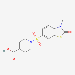 molecular formula C14H16N2O5S2 B7875736 1-[(3-Methyl-2-oxo-2,3-dihydro-1,3-benzothiazol-6-yl)sulfonyl]piperidine-4-carboxylic acid 