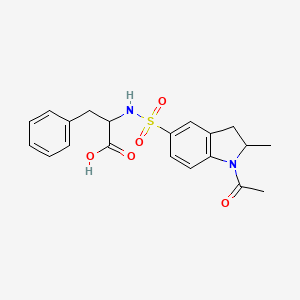 molecular formula C20H22N2O5S B7876957 N-[(1-acetyl-2-methyl-2,3-dihydro-1H-indol-5-yl)sulfonyl]phenylalanine 