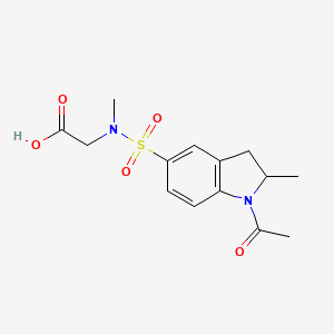 molecular formula C14H18N2O5S B7876964 N-[(1-acetyl-2-methyl-2,3-dihydro-1H-indol-5-yl)sulfonyl]-N-methylglycine 