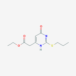 molecular formula C11H16N2O3S B7877229 ethyl 2-(4-oxo-2-propylsulfanyl-1H-pyrimidin-6-yl)acetate 