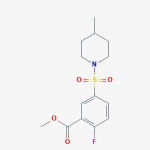 molecular formula C14H18FNO4S B7877306 Methyl 2-fluoro-5-[(4-methylpiperidin-1-yl)sulfonyl]benzoate 