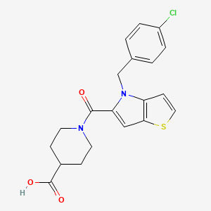 molecular formula C20H19ClN2O3S B7877952 1-{[4-(4-chlorobenzyl)-4H-thieno[3,2-b]pyrrol-5-yl]carbonyl}piperidine-4-carboxylic acid 