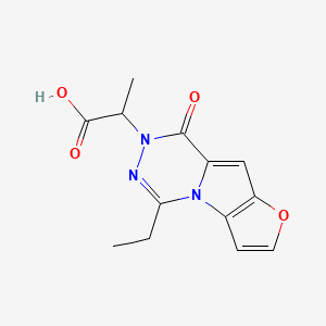 molecular formula C13H13N3O4 B7877972 2-(12-ethyl-9-oxo-5-oxa-1,10,11-triazatricyclo[6.4.0.02,6]dodeca-2(6),3,7,11-tetraen-10-yl)propanoic acid 