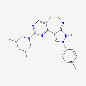 molecular formula C23H28N6 B7878631 13-(3,5-dimethylpiperidin-1-yl)-4-(4-methylphenyl)-4,5,7,12,14-pentazatricyclo[8.4.0.02,6]tetradeca-1(14),2,6,10,12-pentaene 