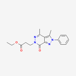 molecular formula C18H20N4O3 B7879483 ethyl 3-(3,4-dimethyl-7-oxo-2-phenyl-2,7-dihydro-6H-pyrazolo[3,4-d]pyridazin-6-yl)propanoate 