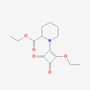 molecular formula C14H19NO5 B7879786 Ethyl 1-(2-ethoxy-3,4-dioxocyclobut-1-EN-1-YL)piperidine-2-carboxylate 