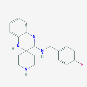 molecular formula C19H21FN4 B7879932 N-[(4-fluorophenyl)methyl]spiro[4H-quinoxaline-3,4'-piperidine]-2-amine 