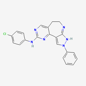 molecular formula C21H17ClN6 B7880159 N-(4-chlorophenyl)-4-phenyl-4,5,7,12,14-pentazatricyclo[8.4.0.02,6]tetradeca-1(14),2,6,10,12-pentaen-13-amine 