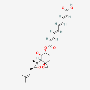 molecular formula C26H34O7 B7881423 (2E,4E,6E,8E)-10-[[(3R,4R,5S,6R)-5-methoxy-4-[(2R,3R)-2-methyl-3-(3-methylbut-2-enyl)oxiran-2-yl]-1-oxaspiro[2.5]octan-6-yl]oxy]-10-oxodeca-2,4,6,8-tetraenoic acid 