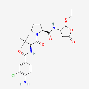 molecular formula C24H33ClN4O6 B7881696 (2S)-1-[(2S)-2-[(4-amino-3-chlorobenzoyl)amino]-3,3-dimethylbutanoyl]-N-[(2R)-2-ethoxy-5-oxooxolan-3-yl]pyrrolidine-2-carboxamide 