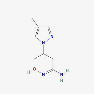 molecular formula C8H14N4O B7882748 N'-hydroxy-3-(4-methylpyrazol-1-yl)butanimidamide 