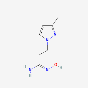 molecular formula C7H12N4O B7882756 N'-hydroxy-3-(3-methylpyrazol-1-yl)propanimidamide 