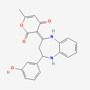 molecular formula C21H18N2O4 B7882830 (3E)-3-[2-(3-hydroxyphenyl)-1,2,3,5-tetrahydro-1,5-benzodiazepin-4-ylidene]-6-methylpyran-2,4-dione 