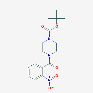 molecular formula C16H21N3O5 B7883044 tert-Butyl 4-(2-nitrobenzoyl)tetrahydro-1(2H)-pyrazinecarboxylate 