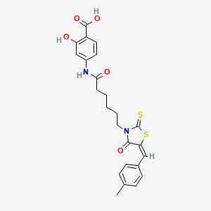 2-hydroxy-4-({6-[(5E)-5-(4-methylbenzylidene)-4-oxo-2-thioxo-1,3-thiazolidin-3-yl]hexanoyl}amino)benzoic acid