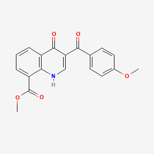 molecular formula C19H15NO5 B7883495 Methyl 3-[(4-methoxyphenyl)carbonyl]-4-oxo-1,4-dihydroquinoline-8-carboxylate 