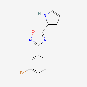 molecular formula C12H7BrFN3O B7883498 3-(3-bromo-4-fluorophenyl)-5-(1H-pyrrol-2-yl)-1,2,4-oxadiazole 