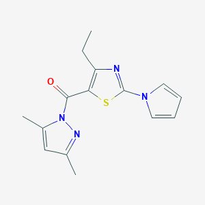 molecular formula C15H16N4OS B7883520 (3,5-dimethyl-1H-pyrazol-1-yl)[4-ethyl-2-(1H-pyrrol-1-yl)-1,3-thiazol-5-yl]methanone 