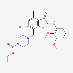 molecular formula C26H30N2O7 B7884055 ethyl 4-[[(2Z)-2-[(2,3-dimethoxyphenyl)methylidene]-6-hydroxy-4-methyl-3-oxo-1-benzofuran-7-yl]methyl]piperazine-1-carboxylate 