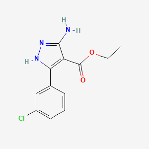 molecular formula C12H12ClN3O2 B7884066 ethyl 5-amino-3-(3-chlorophenyl)-1H-pyrazole-4-carboxylate 