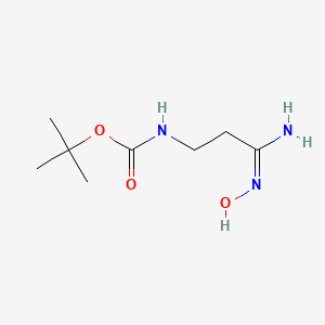 molecular formula C8H17N3O3 B7884749 tert-butyl N-{2-[(E)-N'-hydroxycarbamimidoyl]ethyl}carbamate 