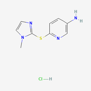 molecular formula C9H11ClN4S B7884885 6-((1-methyl-1H-imidazol-2-yl)thio)pyridin-3-amine hydrochloride 
