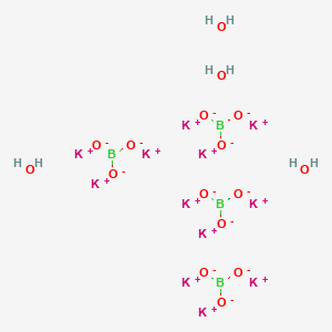 molecular formula B4H8K12O16 B7884930 (E)-4-((Phenylimino)methyl)phenol 