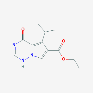 molecular formula C12H15N3O3 B7885234 ethyl 4-oxo-5-propan-2-yl-1H-pyrrolo[2,1-f][1,2,4]triazine-6-carboxylate 