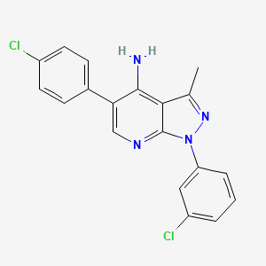 molecular formula C19H14Cl2N4 B7885387 1-(3-Chlorophenyl)-5-(4-chlorophenyl)-3-methylpyrazolo[3,4-b]pyridin-4-amine 