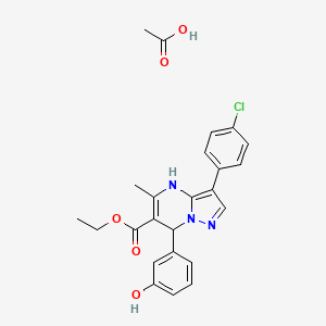 molecular formula C24H24ClN3O5 B7885392 Acetic acid;ethyl 3-(4-chlorophenyl)-7-(3-hydroxyphenyl)-5-methyl-4,7-dihydropyrazolo[1,5-a]pyrimidine-6-carboxylate 